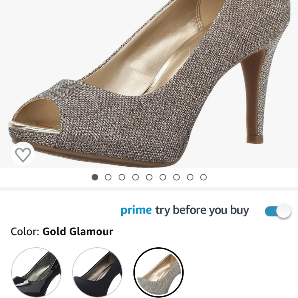 Bandolino Gold Peep-Toe Heels with Glittery Finish